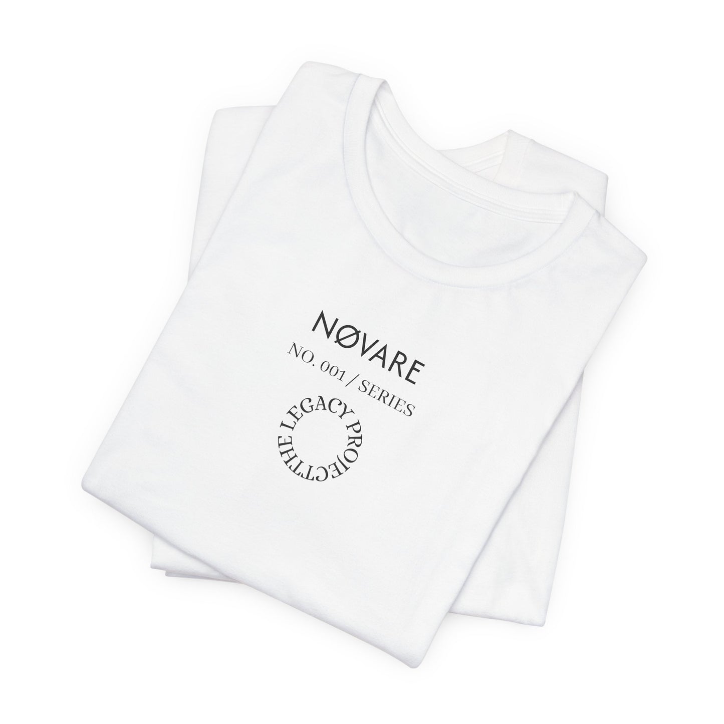 Novare Minimalist Logo Tee — Small Center Chest Text ‘Novare’ Casual Cotton T-Shirt