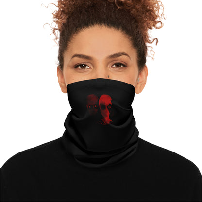 Skull Trio Winter Neck Gaiter with Drawstring — Dark Red Horror Face Mask