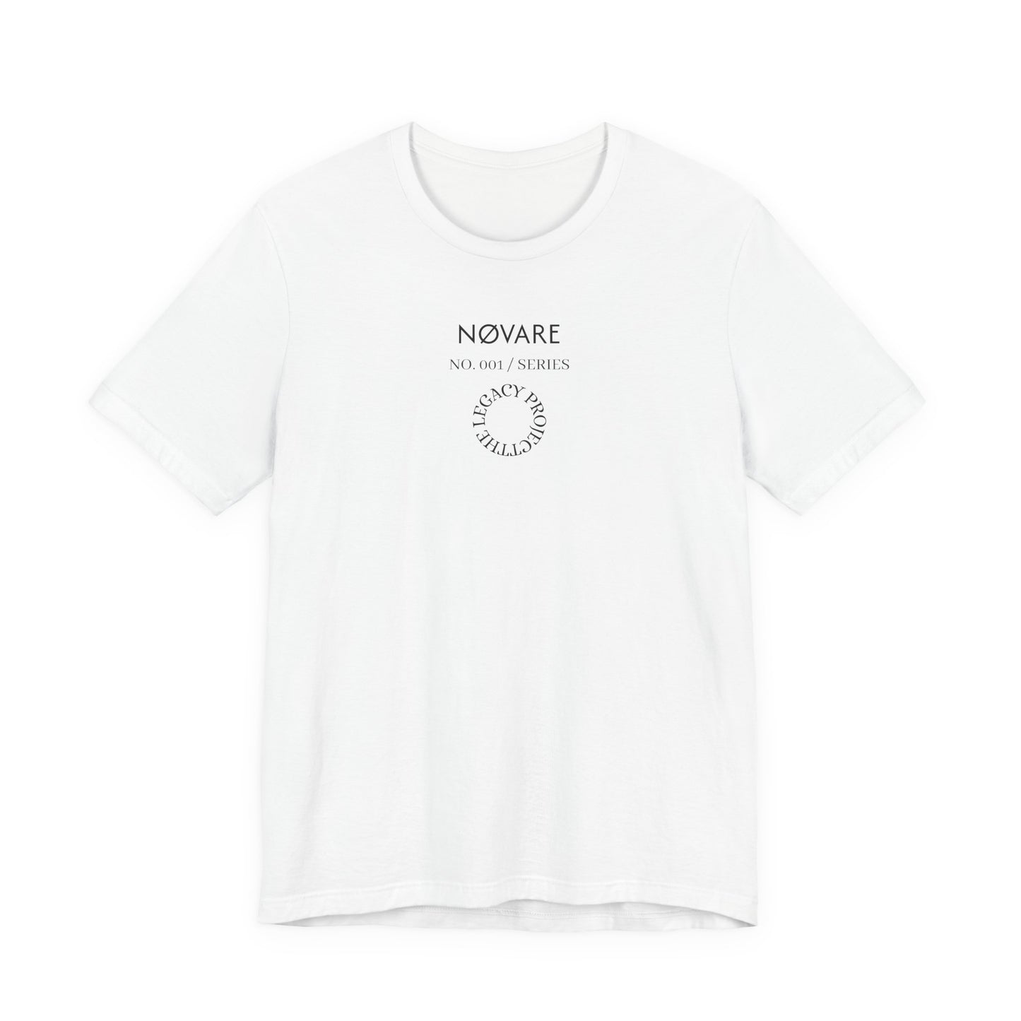 Novare Minimalist Logo Tee — Small Center Chest Text ‘Novare’ Casual Cotton T-Shirt